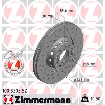 Jeu de 2 disques de frein avant ZIMMERMANN 100.3303.52