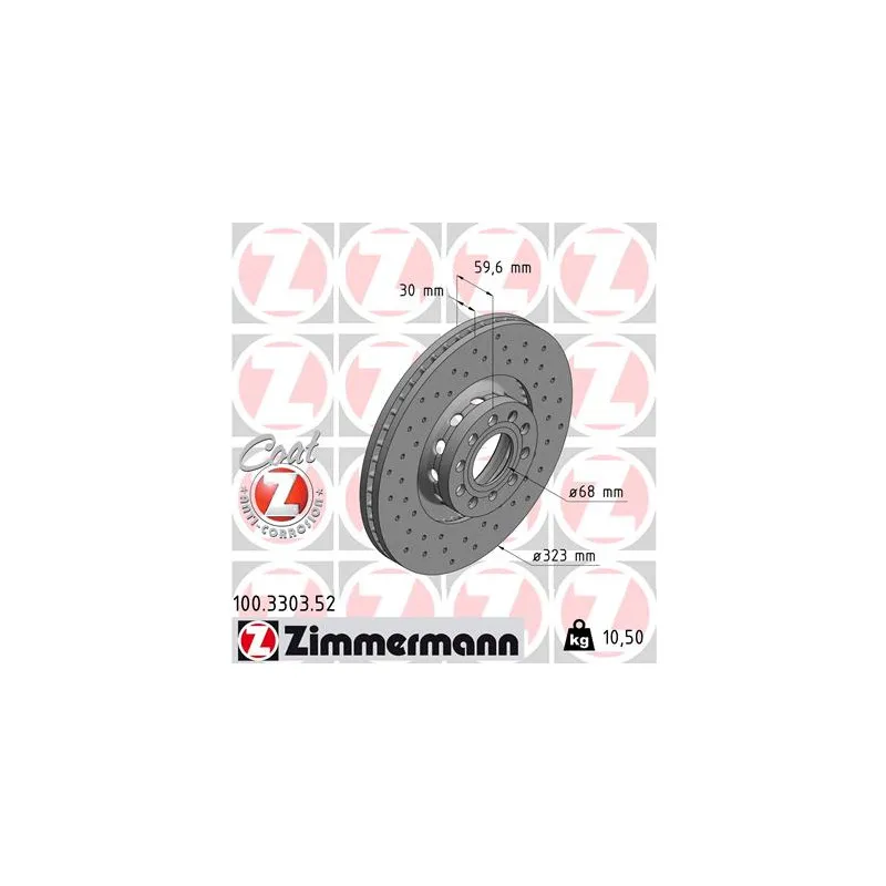 Jeu de 2 disques de frein avant ZIMMERMANN 100.3303.52