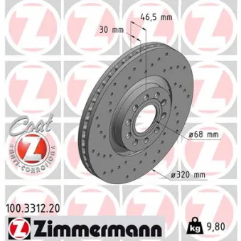 Jeu de 2 disques de frein avant ZIMMERMANN 100.3312.20
