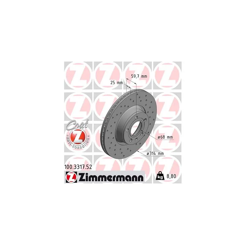 Jeu de 2 disques de frein avant ZIMMERMANN 100.3317.52