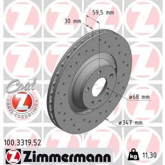 Jeu de 2 disques de frein avant ZIMMERMANN 100.3319.52