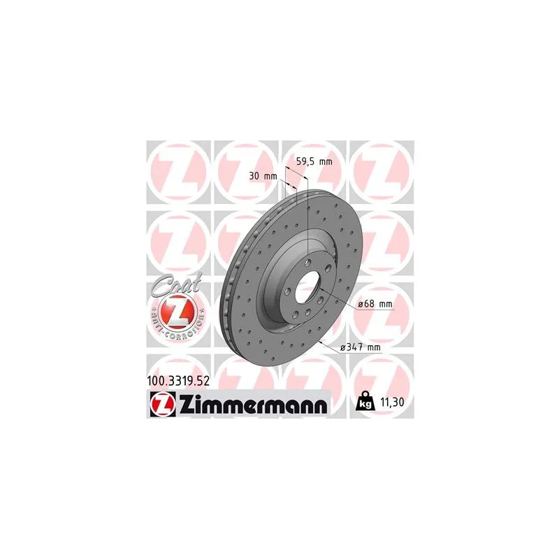 Jeu de 2 disques de frein avant ZIMMERMANN 100.3319.52
