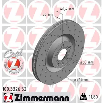 Jeu de 2 disques de frein avant ZIMMERMANN 100.3326.52