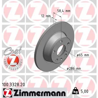 Jeu de 2 disques de frein arrière ZIMMERMANN 100.3328.20