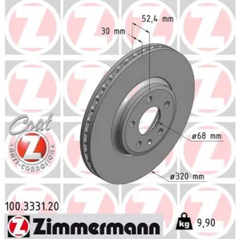 Jeu de 2 disques de frein avant ZIMMERMANN 100.3331.20