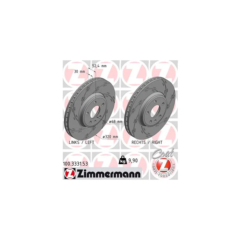 Jeu de 2 disques de frein avant ZIMMERMANN 100.3331.53