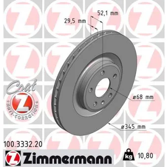 Jeu de 2 disques de frein avant ZIMMERMANN 100.3332.20