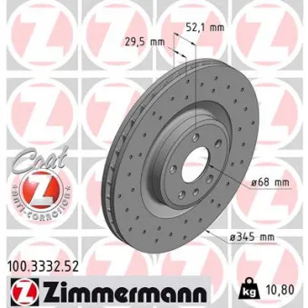 Jeu de 2 disques de frein avant ZIMMERMANN 100.3332.52