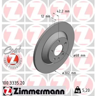Jeu de 2 disques de frein arrière ZIMMERMANN