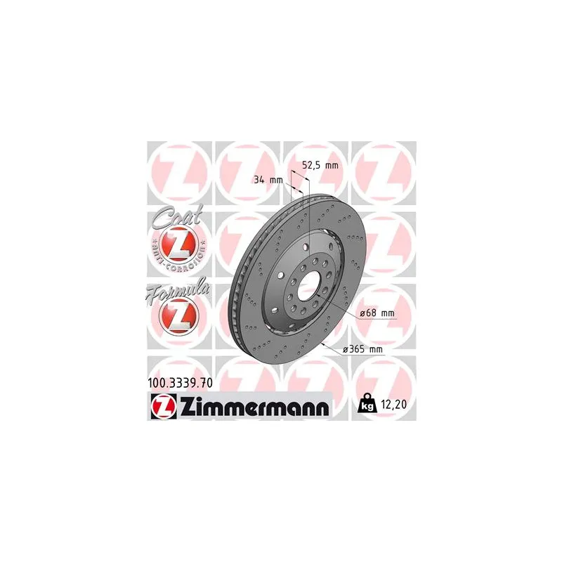 Disque de frein avant gauche ZIMMERMANN 100.3339.70