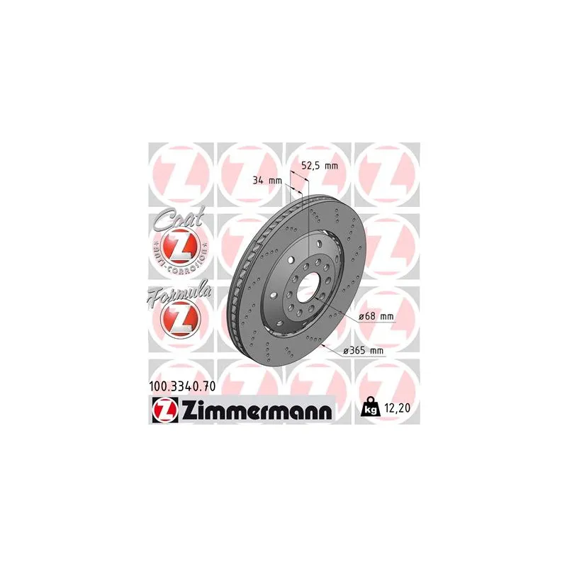 Disque de frein avant droit ZIMMERMANN 100.3340.70