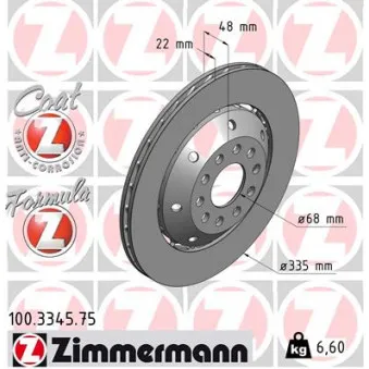 Disque de frein arrière gauche ZIMMERMANN 100.3345.75