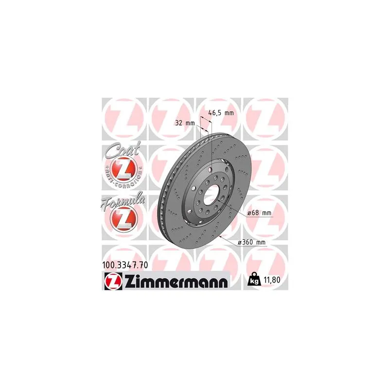 Disque de frein avant gauche ZIMMERMANN 100.3347.70