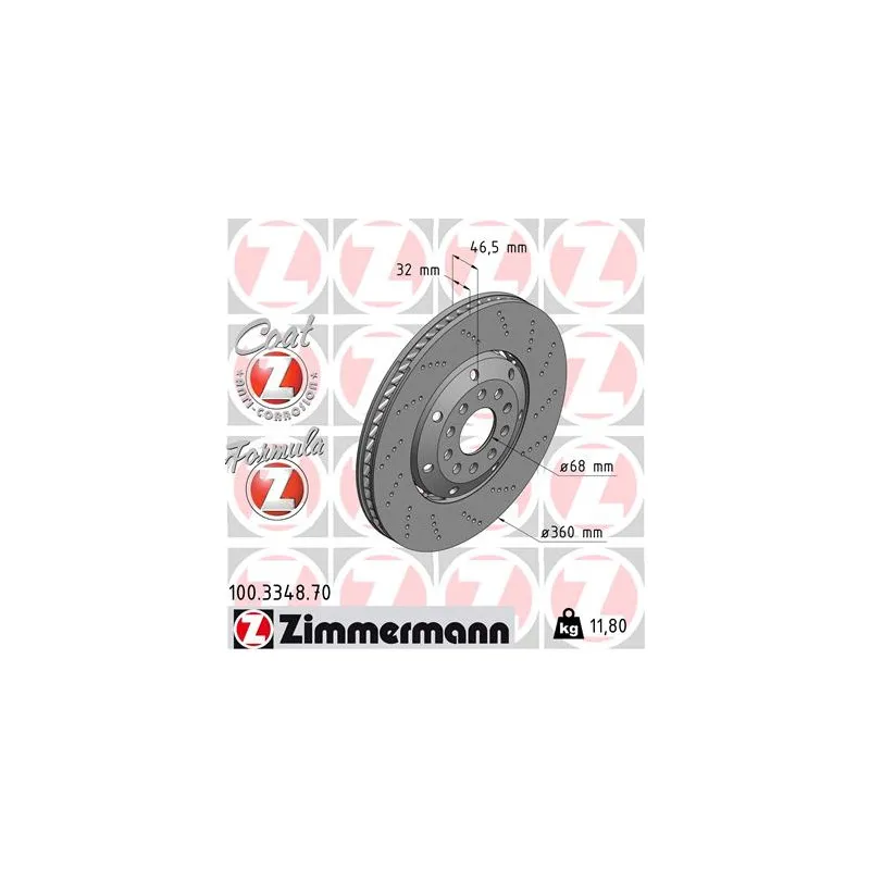 Disque de frein avant droit ZIMMERMANN 100.3348.70