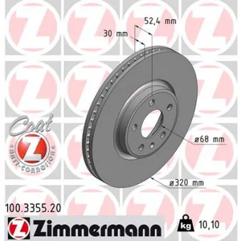 Jeu de 2 disques de frein avant ZIMMERMANN 100.3355.20