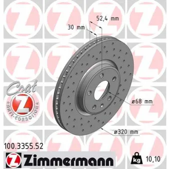 Jeu de 2 disques de frein avant ZIMMERMANN 100.3355.52