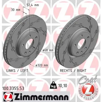 Jeu de 2 disques de frein avant ZIMMERMANN 100.3355.53