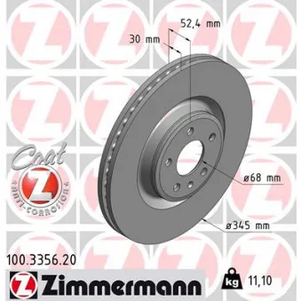 Jeu de 2 disques de frein avant ZIMMERMANN 100.3356.20