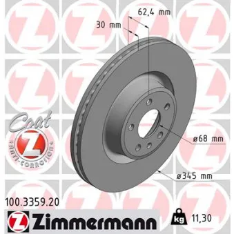 Jeu de 2 disques de frein avant ZIMMERMANN 100.3359.20