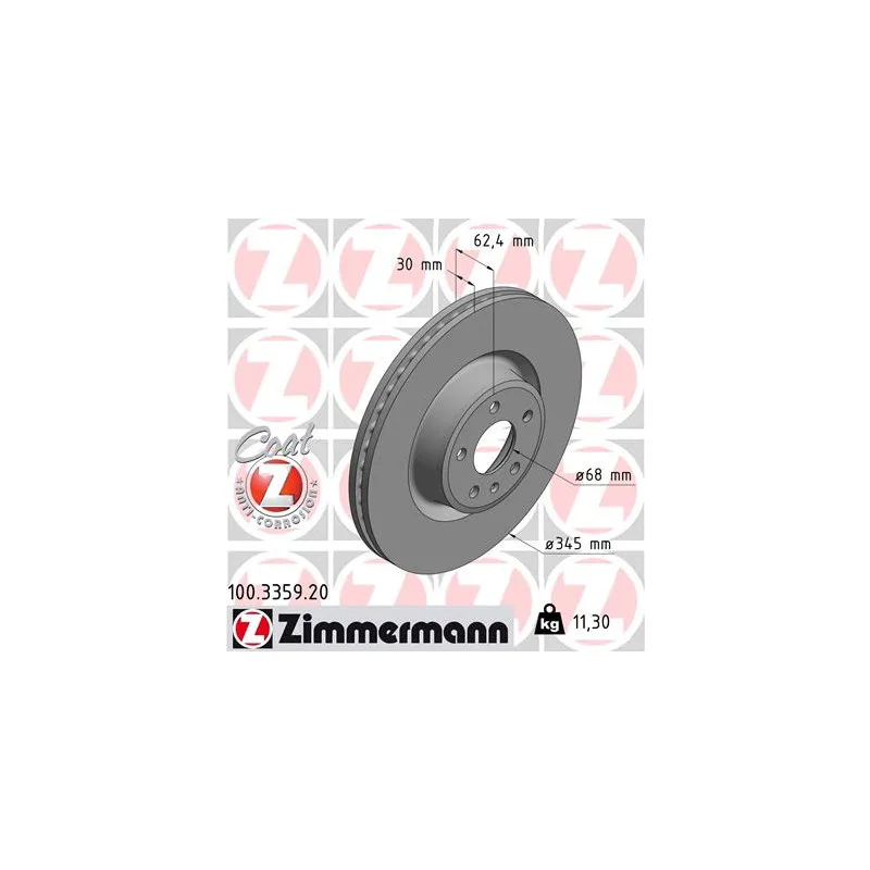 Jeu de 2 disques de frein avant ZIMMERMANN 100.3359.20