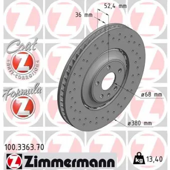 Jeu de 2 disques de frein avant ZIMMERMANN 100.3363.70