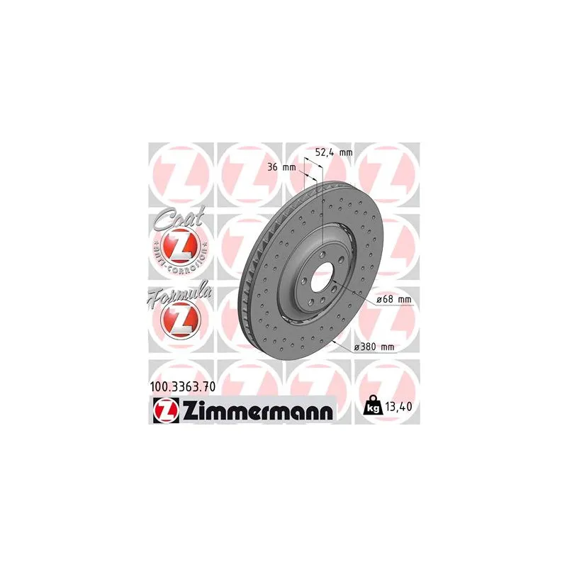 Jeu de 2 disques de frein avant ZIMMERMANN 100.3363.70