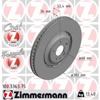 Jeu de 2 disques de frein avant ZIMMERMANN 100.3363.75