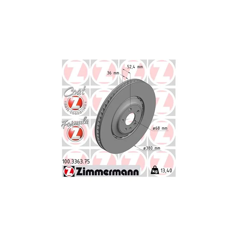 Jeu de 2 disques de frein avant ZIMMERMANN 100.3363.75
