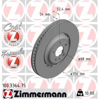 Jeu de 2 disques de frein avant ZIMMERMANN 100.3364.75