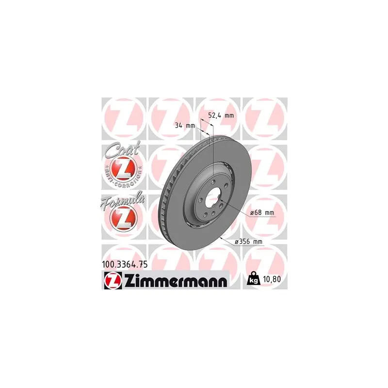 Jeu de 2 disques de frein avant ZIMMERMANN 100.3364.75