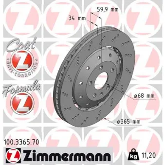 Jeu de 2 disques de frein avant ZIMMERMANN 100.3365.70