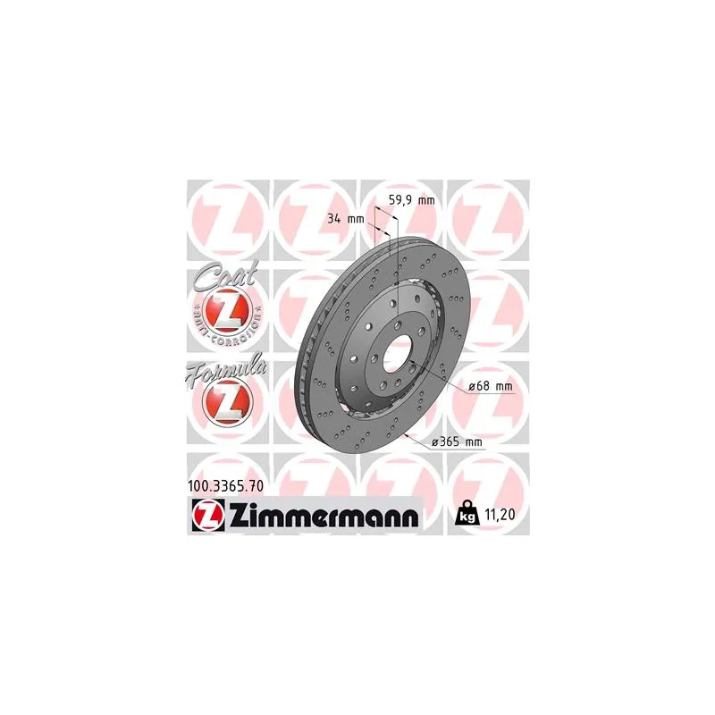 Jeu de 2 disques de frein avant ZIMMERMANN 100.3365.70
