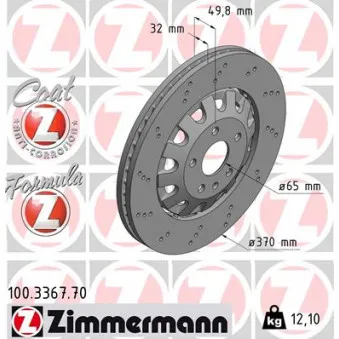 Jeu de 2 disques de frein avant ZIMMERMANN 100.3367.70
