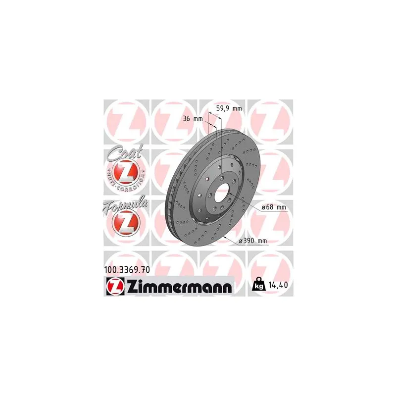 Jeu de 2 disques de frein avant ZIMMERMANN 100.3369.70