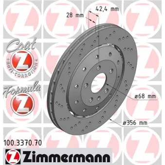 Jeu de 2 disques de frein arrière ZIMMERMANN 100.3370.70