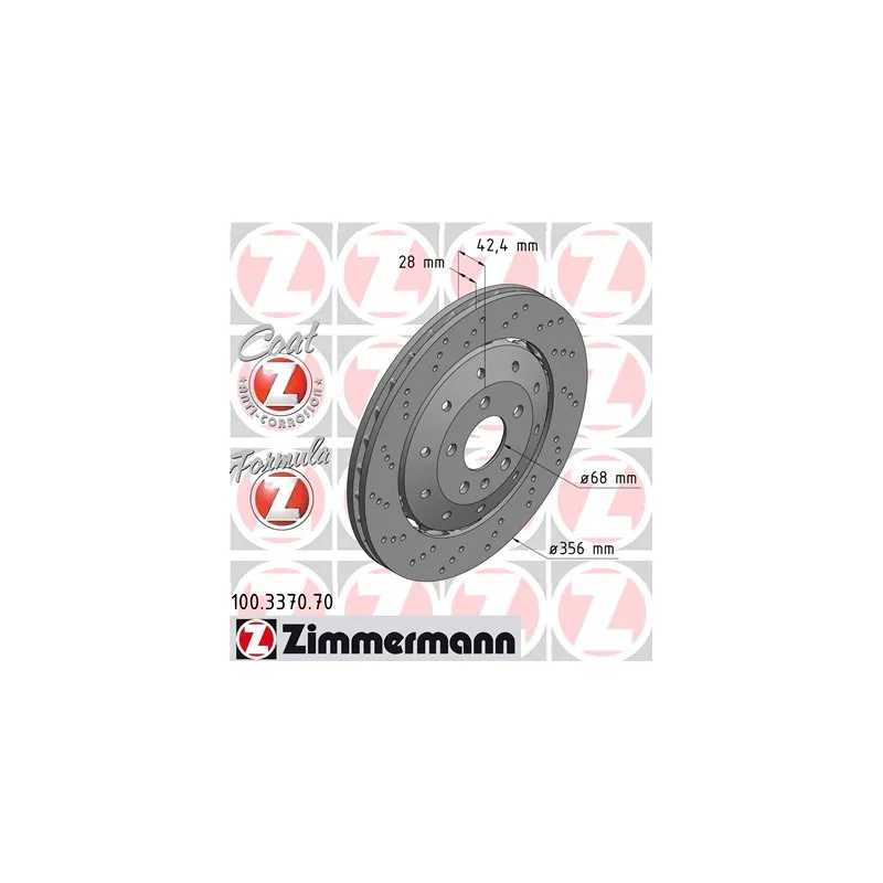 Jeu de 2 disques de frein arrière ZIMMERMANN 100.3370.70