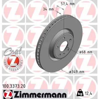 Jeu de 2 disques de frein avant ZIMMERMANN 100.3373.20