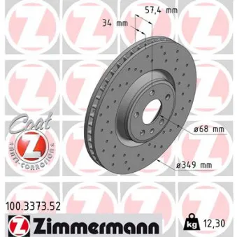 Jeu de 2 disques de frein avant ZIMMERMANN 100.3373.52