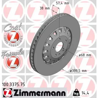 Jeu de 2 disques de frein avant ZIMMERMANN 100.3375.75