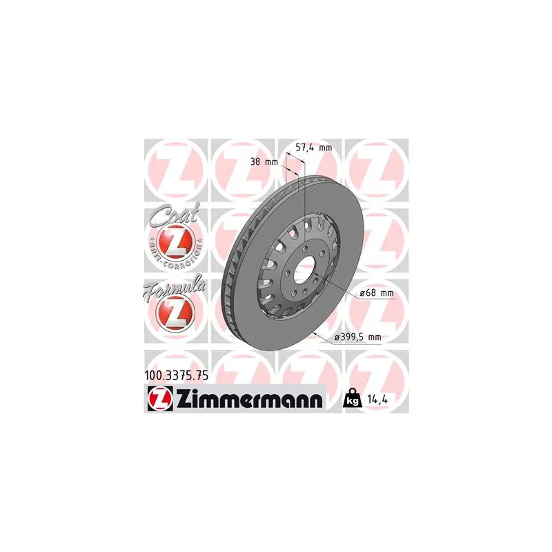 Jeu de 2 disques de frein avant ZIMMERMANN 100.3375.75
