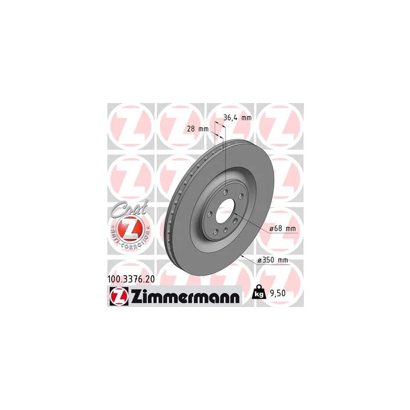Jeu de 2 disques de frein arrière ZIMMERMANN 100.3376.20