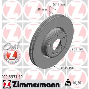 Jeu de 2 disques de frein avant ZIMMERMANN 100.3377.20