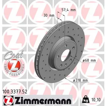Jeu de 2 disques de frein avant ZIMMERMANN 100.3377.52