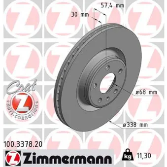 Jeu de 2 disques de frein avant ZIMMERMANN 100.3378.20