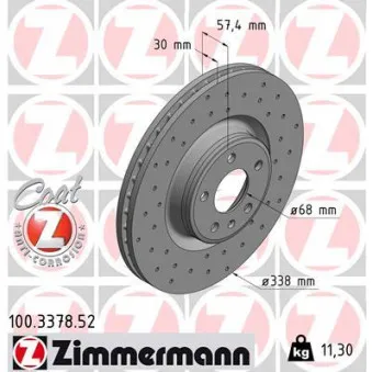 Jeu de 2 disques de frein avant ZIMMERMANN 100.3378.52