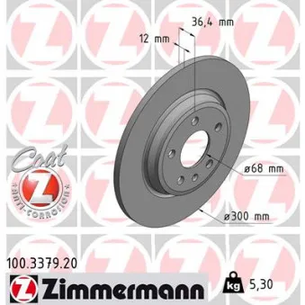 Jeu de 2 disques de frein arrière ZIMMERMANN 100.3379.20