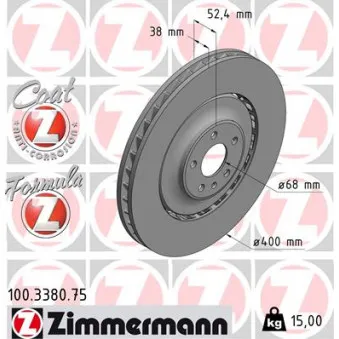 Jeu de 2 disques de frein avant ZIMMERMANN 100.3380.75