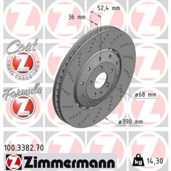 Jeu de 2 disques de frein avant ZIMMERMANN 100.3382.70