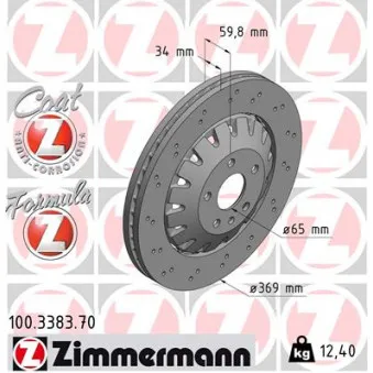 Jeu de 2 disques de frein avant ZIMMERMANN 100.3383.70