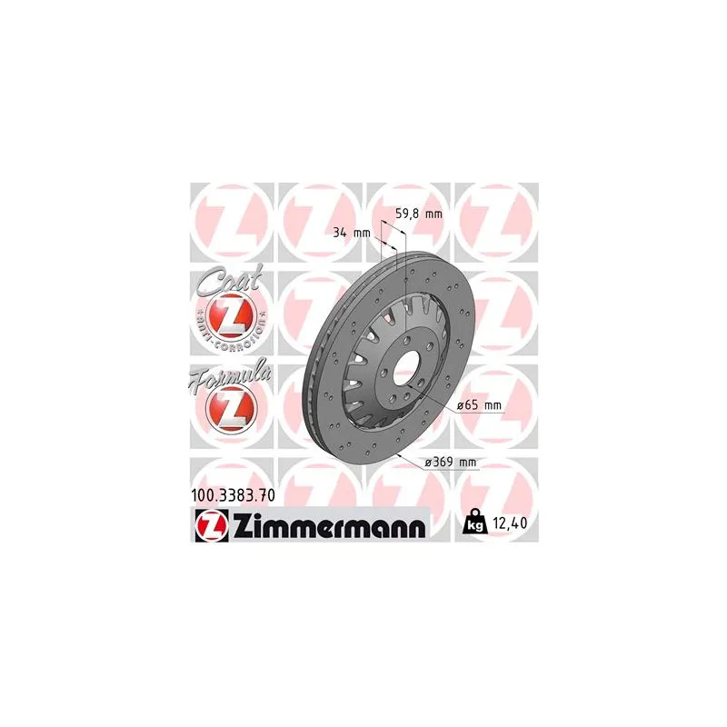 Jeu de 2 disques de frein avant ZIMMERMANN 100.3383.70